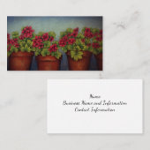 Carte De Visite Geraniums rouges dans des pots d'argile (Devant / Derrière)
