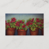 Carte De Visite Geraniums rouges dans des pots d'argile (Devant)