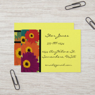Carte De Visite Gerber Daisies Plum Orange Turquoise Rouge & Lime