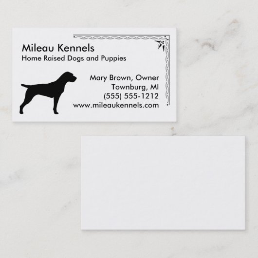 Carte De Visite German Wirehaired Pointer Silhouette (Devant / Derrière)