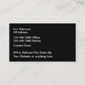 Carte De Visite Gestion Des Ressources Humaines Et Des Activités (Dos)