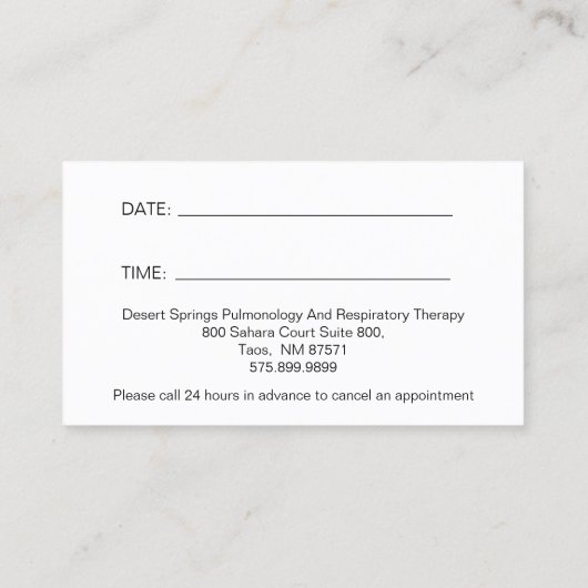 Carte De Visite Gestion Et Nomination Pulmonologiste (Dos)