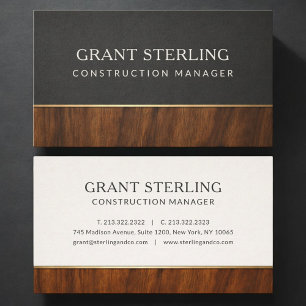Carte De Visite Gestionnaire de construction moderne Bois Professi
