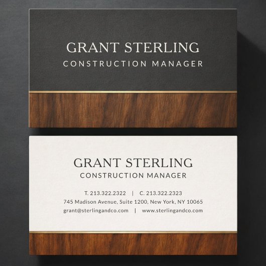 Carte De Visite Gestionnaire de construction moderne Bois Professi