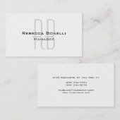 Carte De Visite Gestionnaire de monogramme gris blanc clair unique (Devant / Derrière)