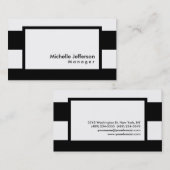 Carte De Visite Gestionnaire professionnel à rayures noir blanc él (Devant / Derrière)
