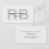 Carte De Visite Gestionnaire unique de monogramme gris blanc (Devant / Derrière)