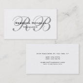 Carte De Visite Gestionnaire unique de monogramme gris blanc (Devant / Derrière)