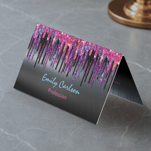 Carte De Visite Giclées chic noir rose bleu