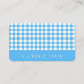 Carte De Visite Gingham Bleu Classique (Devant)