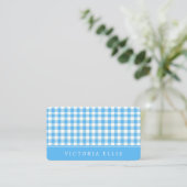 Carte De Visite Gingham Bleu Classique (Debout devant)