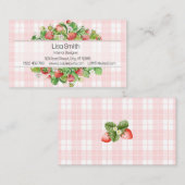 Carte de visite Gingham Fraise Rose  (Devant / Derrière)