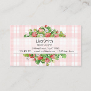 Carte de visite Gingham Fraise Rose 