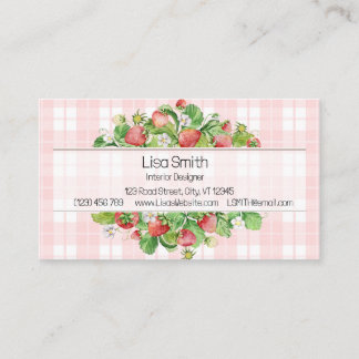 Carte de visite Gingham Fraise Rose 