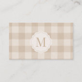 Carte De Visite Gingham Monogramme Beige Neutre (Devant)