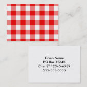 Carte De Visite Gingham rouge (Devant / Derrière)
