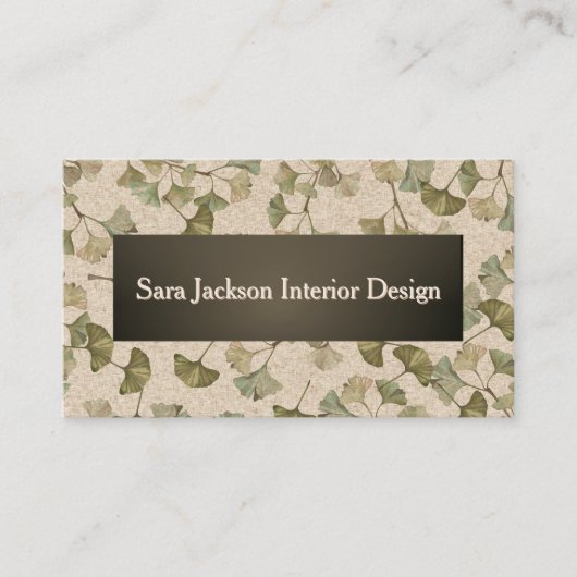 Carte De Visite Gingko Leaves on Textured Background Designer's (Devant)