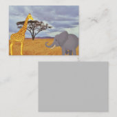Carte De Visite girafe et éléphant dans le safari (Devant / Derrière)