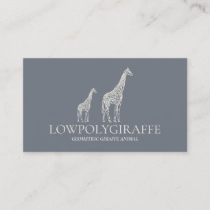 Carte De Visite Girafe qr Lowpoly Animal Crème Sage Navy