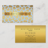 Carte De Visite Giraffe Animal Peau Safari Vip Golden Blue Foil (Devant / Derrière)