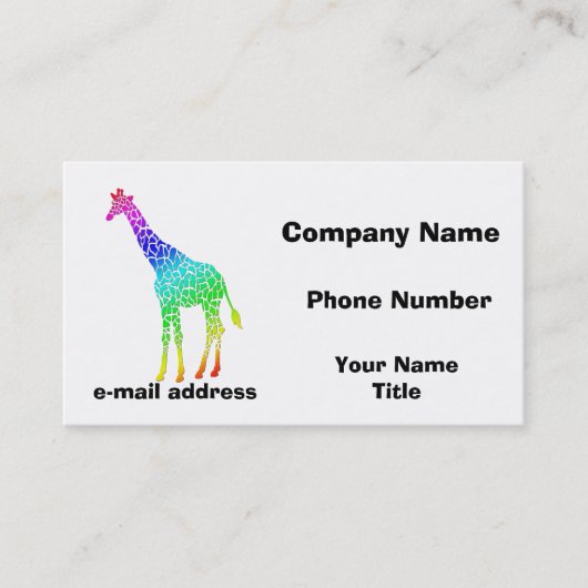 Carte De Visite Giraffe colorée (Devant)