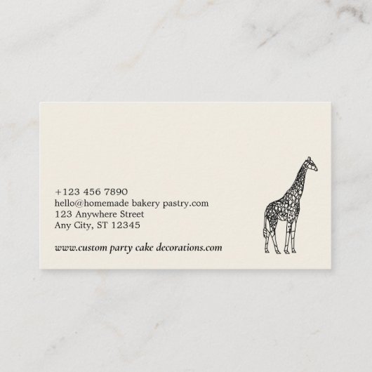 Carte De Visite Giraffe de Crème Noire Animal Lowpoly (Dos)