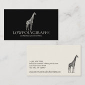 Carte De Visite Giraffe de Crème Noire Animal Lowpoly (Devant / Derrière)