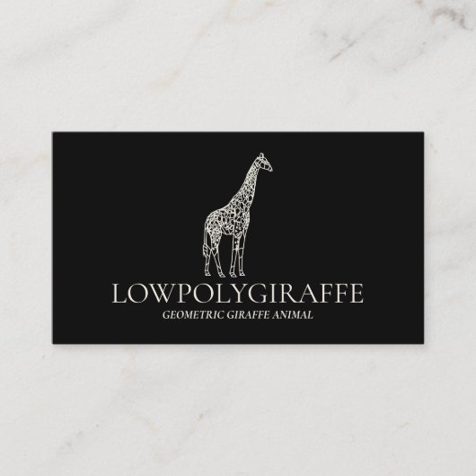 Carte De Visite Giraffe de Crème Noire Animal Lowpoly (Devant)