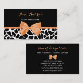 Carte De Visite Giraffe Fille Clothier Imprimer Bow ruban orange (Devant / Derrière)