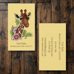 Carte De Visite Giraffe Fleurs de Portrait Jaunes