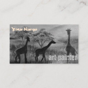 Carte De Visite Giraffe Grey Elefant Photo Artiste moderne Peintre