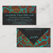 Carte De Visite Giraffe Impression Brown et Turquoise (Devant / Derrière)