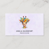 Carte De Visite Giraffe mignonne à couronne florale (Devant)