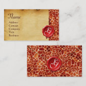 Carte De Visite GIRAFFE PEAU, PARCHEMENT DE SCEAU DE CIRE ROUGE Mo (Devant / Derrière)