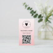 Carte De Visite Girl Blush Pink Ombre Logo & QR Code Feminine (Debout devant)