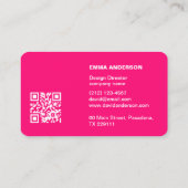 Carte De Visite Girl Bold PINK Qr Code Professionnel Logo Entrepri (Dos)