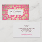 Carte De Visite Girls Faux Gold Leaf Cercles rose (Devant / Derrière)