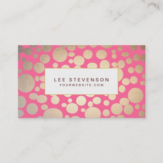 Carte De Visite Girls Faux Gold Leaf Cercles rose (Devant)