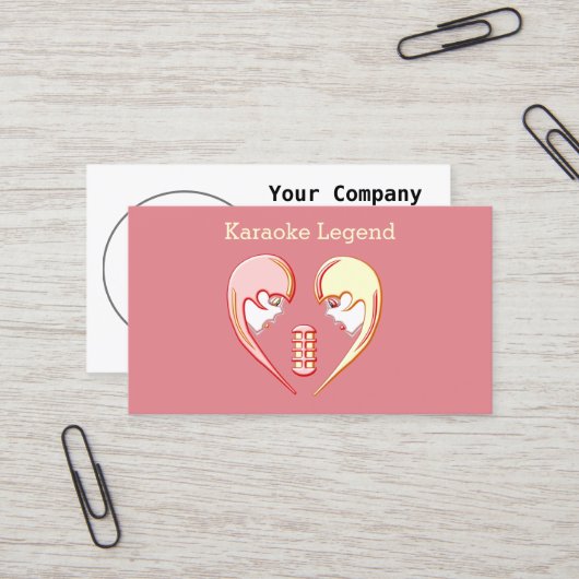 Carte De Visite Girly BFF Karaoke Love Heart (Devant/Arrière en situation)