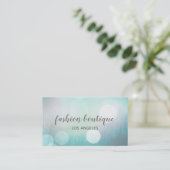 Carte De Visite Girly Blue Bokeh Parties scintillant Mode et beaut (Debout devant)