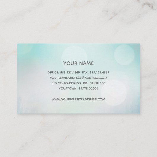 Carte De Visite Girly Blue Bokeh Parties scintillant Mode et beaut (Dos)