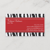 Carte de visite Girly d'impression de zèbre en (Dos)