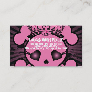 Carte de visite Girly d'os croisés roses de crâne