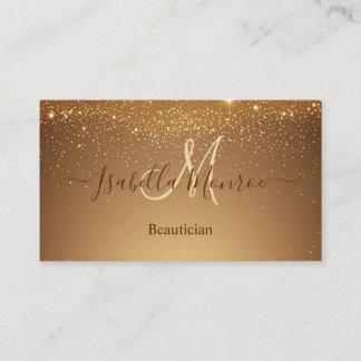Carte De Visite Girly Gold Glitter Beautician Skin Nail Expertise 