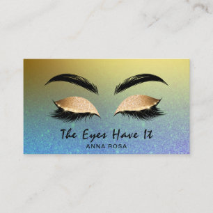 Carte De Visite *~* Girly Gold PURPLE BLUE Lashes Extensions Broch