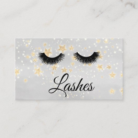 Carte De Visite *~* Girly Gold Stars Lashes Extensions Parties sci (Devant)