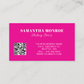 Carte De Visite Girly Hot Pink Black and White Modern Monogram (Dos)