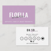 Carte De Visite Girly Lilac Script tendance Beauté Loyauté (Devant / Derrière)