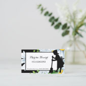 Carte De Visite Girly Maid Stripes et Daisy Floral Housekeeper (Debout devant)