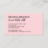 Carte De Visite Girly Modern Pink Makeup Artist (Dos)
